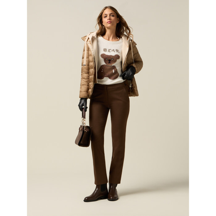 Oltre - Pantaloni micro pied de poule - Marrone