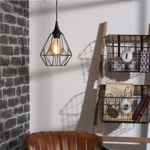 Suspension filaire "Drim" noire - métal D25 cm