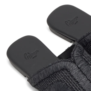 Sandalia plana Phillipa en rafia natural bordada con suela de cuerolite