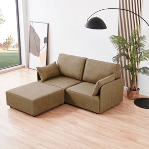 Sofá modular con chaiselongue 2 plazas y brazos Cubiq Beige