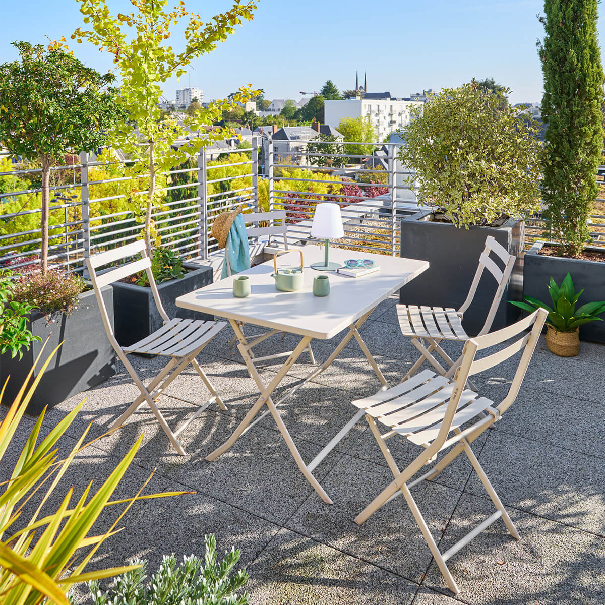 Table de jardin pliante rectangulaire "Greensboro" argile 4 places