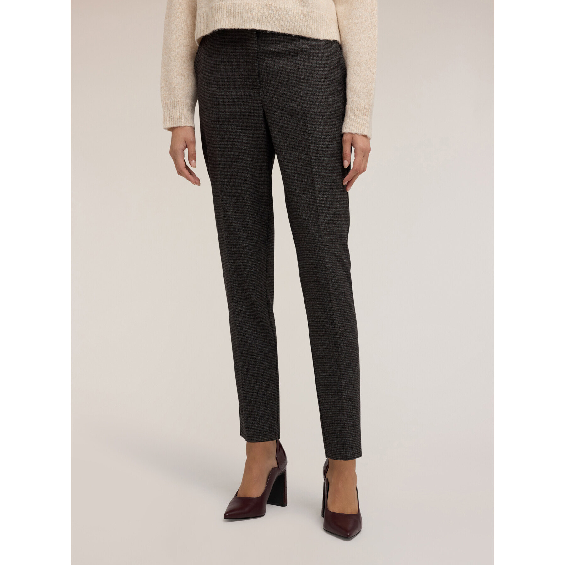 Motivi - Pantaloni regular in tessuto tinto filo - Grigio