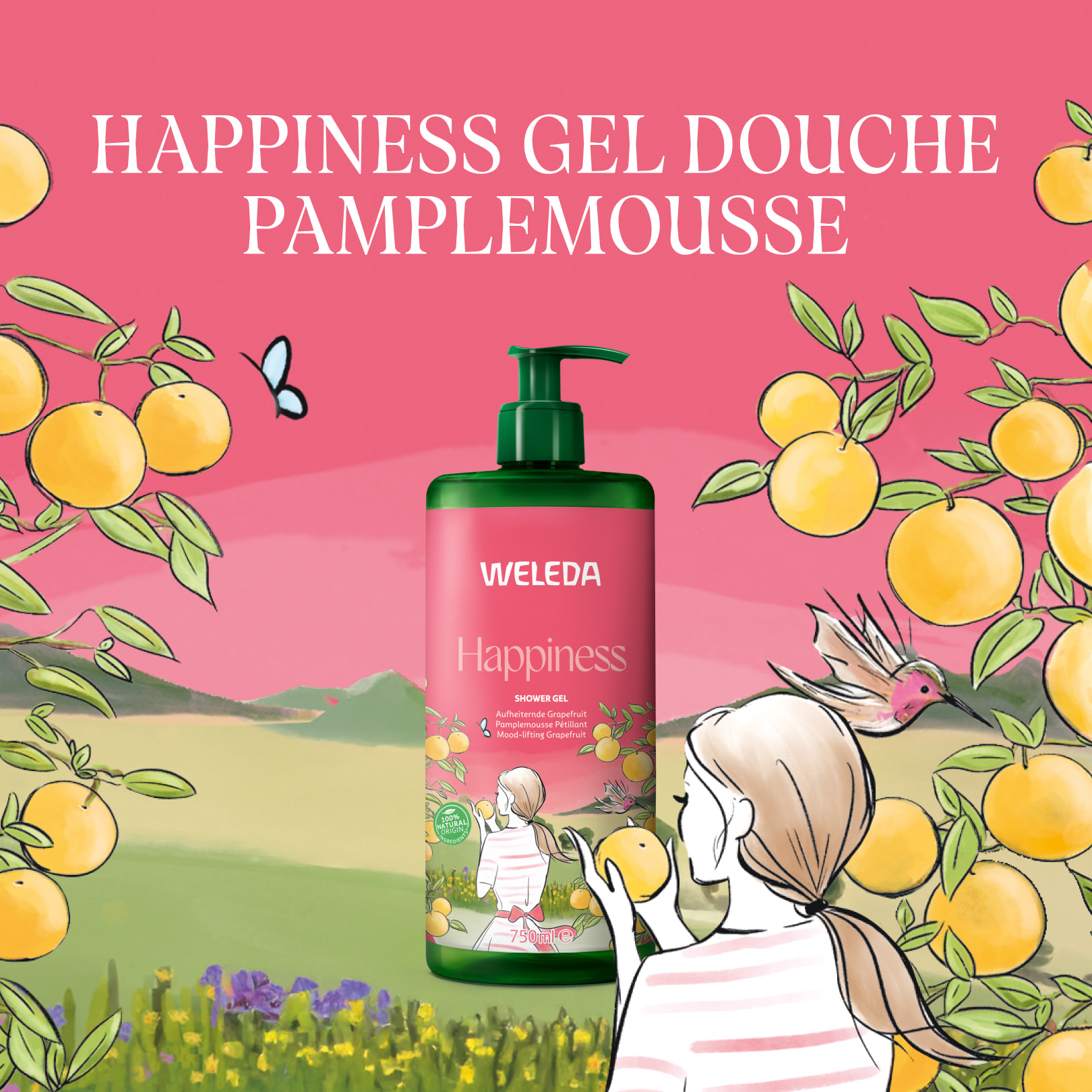 WELEDA - Gel Douche Happiness Pamplemousse Pétillant - 750 ml