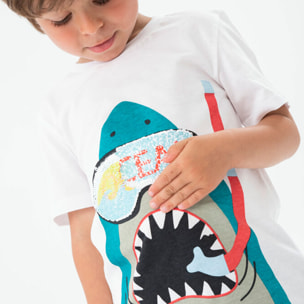 Camiseta niÃ±o estampada, mangas cortas, blanco, 318035