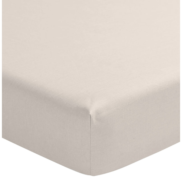 Drap housse uni en lin lavé, Made in France, NOUVELLE VAGUE , Beige naturel