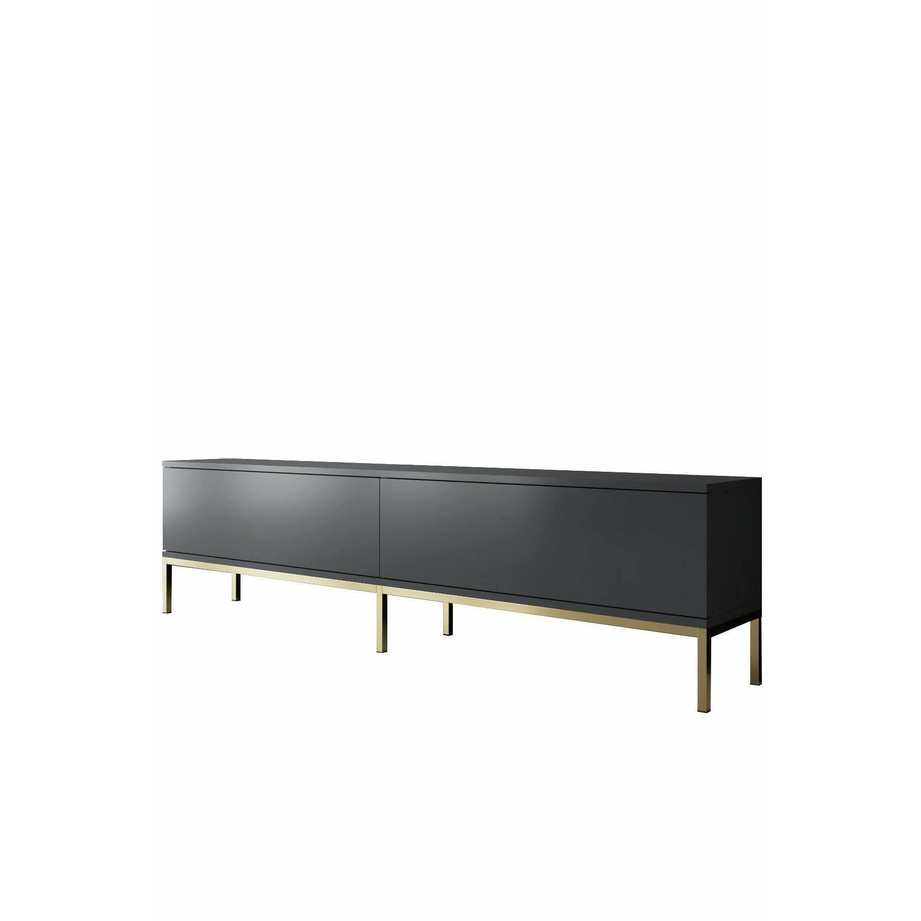 Mobile porta TV Dpetrell, Credenza da soggiorno, Armadio basso per TV, Base parete attrezzata, 180x30h47 cm, Antracite e Oro