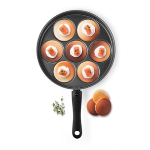 Padella 28 cm con 7 scomparti Excelsa – Disco Cook, Alluminio Nero