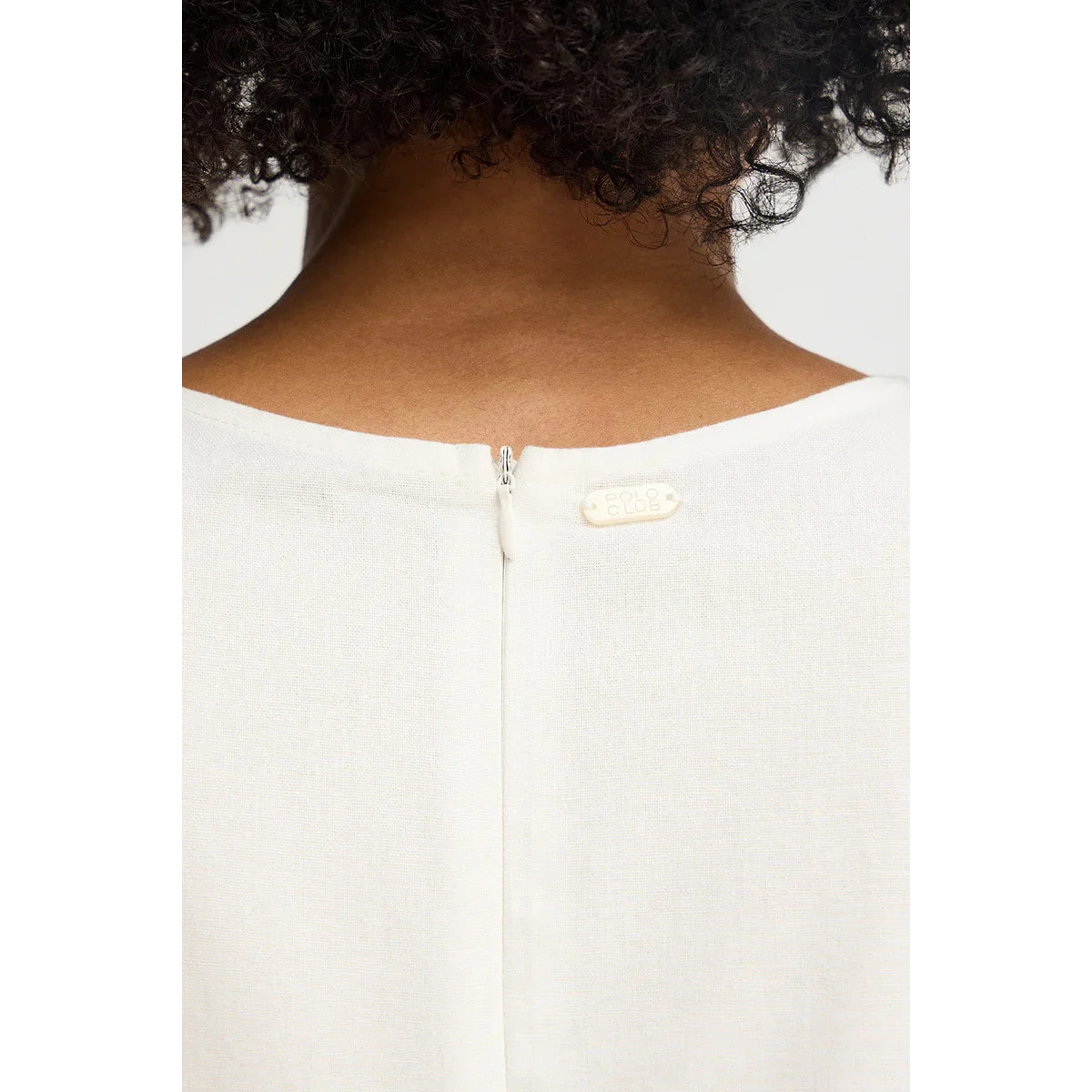 Vestito in cotolino bianco smanicato con logo Polo Club