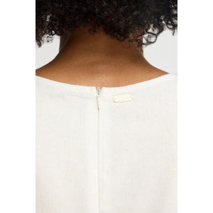 Vestito in cotolino bianco smanicato con logo Polo Club