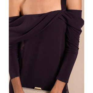 Vestido midi de palabra de honor con mangas