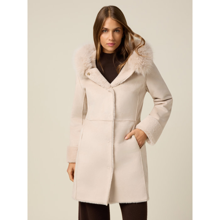 Oltre - Abrigo en tejido suave - Beige