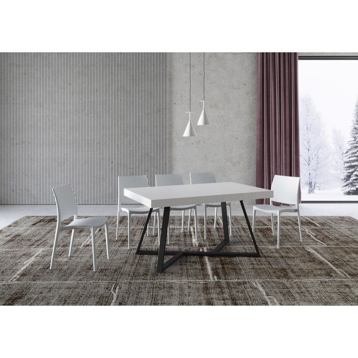 Table extensible 90x160/264 cm Booster frêne blanc pieds anthracite