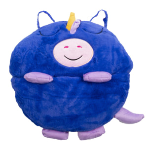 DAM Saco de dormir convertible en almohada, para niños, Cerdicornio Azul Eléctrico. Tacto peluche. Pequeño / S: 128x45cm. 135x50x40 Cm. Color: Azul Eléctrico