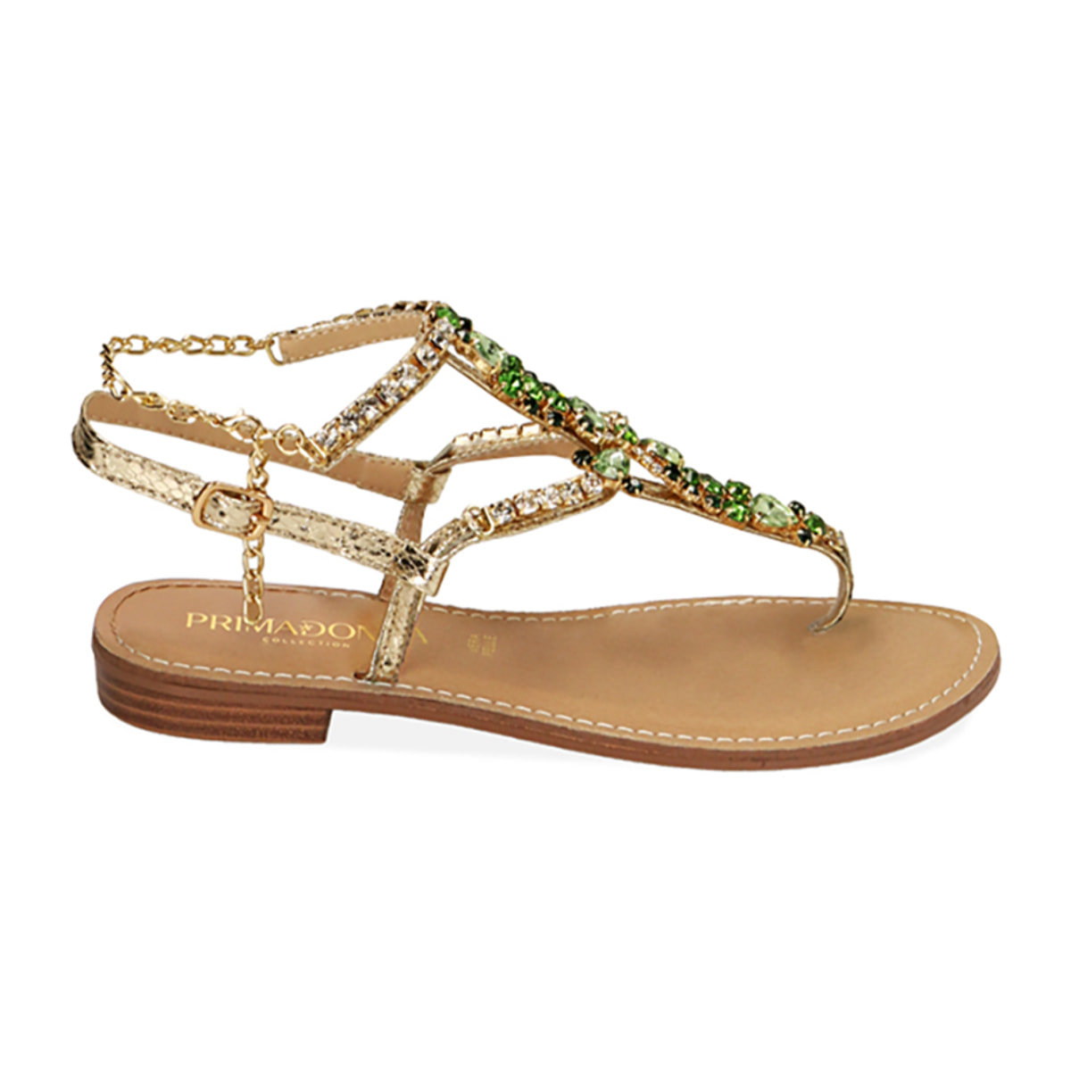 Sandalias planas con estampado de víbora dorada