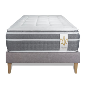 Ensemble Matelas Trente PLUS - 30cm - Hybride - Effet nuage avec surmatelas intégré - Sommier kit Gris