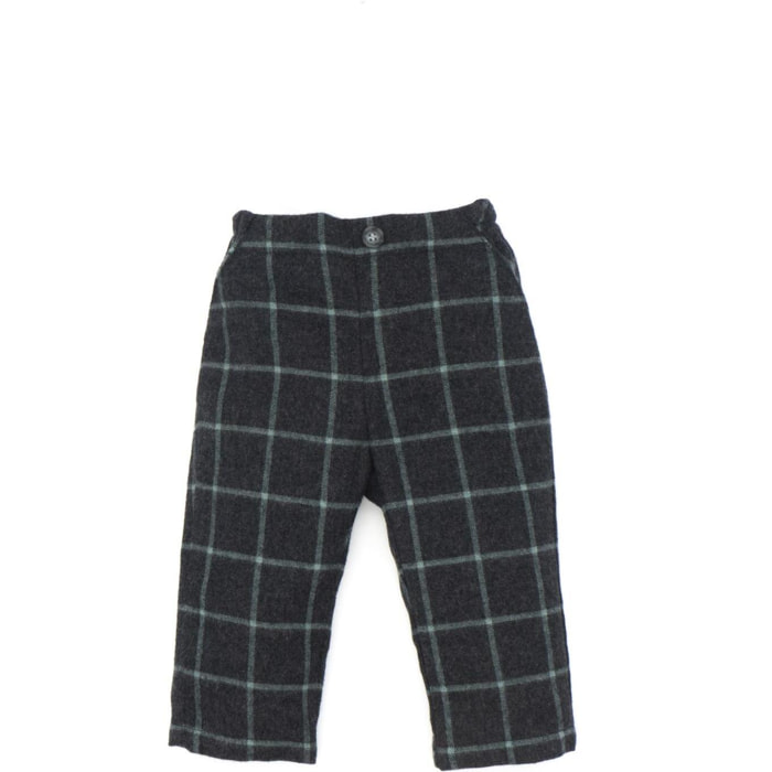 Pantalón gris marengo con cuadro ventana verde