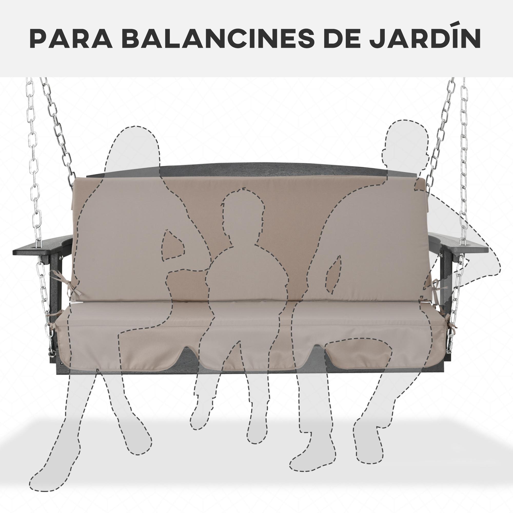 Cojín para Columpio de 2 Piezas 130x45x5 cm Cojín para Balancín Cojín de Asiento y Respaldo Acolchado para Jardín Terraza Balcón Exterior Marrón