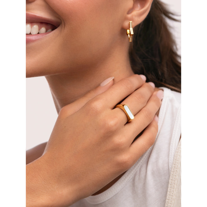 Anello Proa Nácar Acciao Placcato Oro