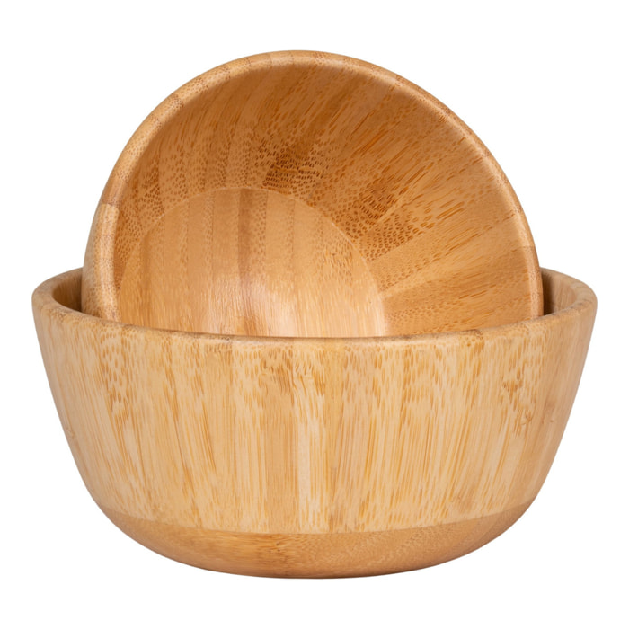 Set 2 Ciotole Chefalu in Bambù Naturale — Ø13 e Ø15 cm