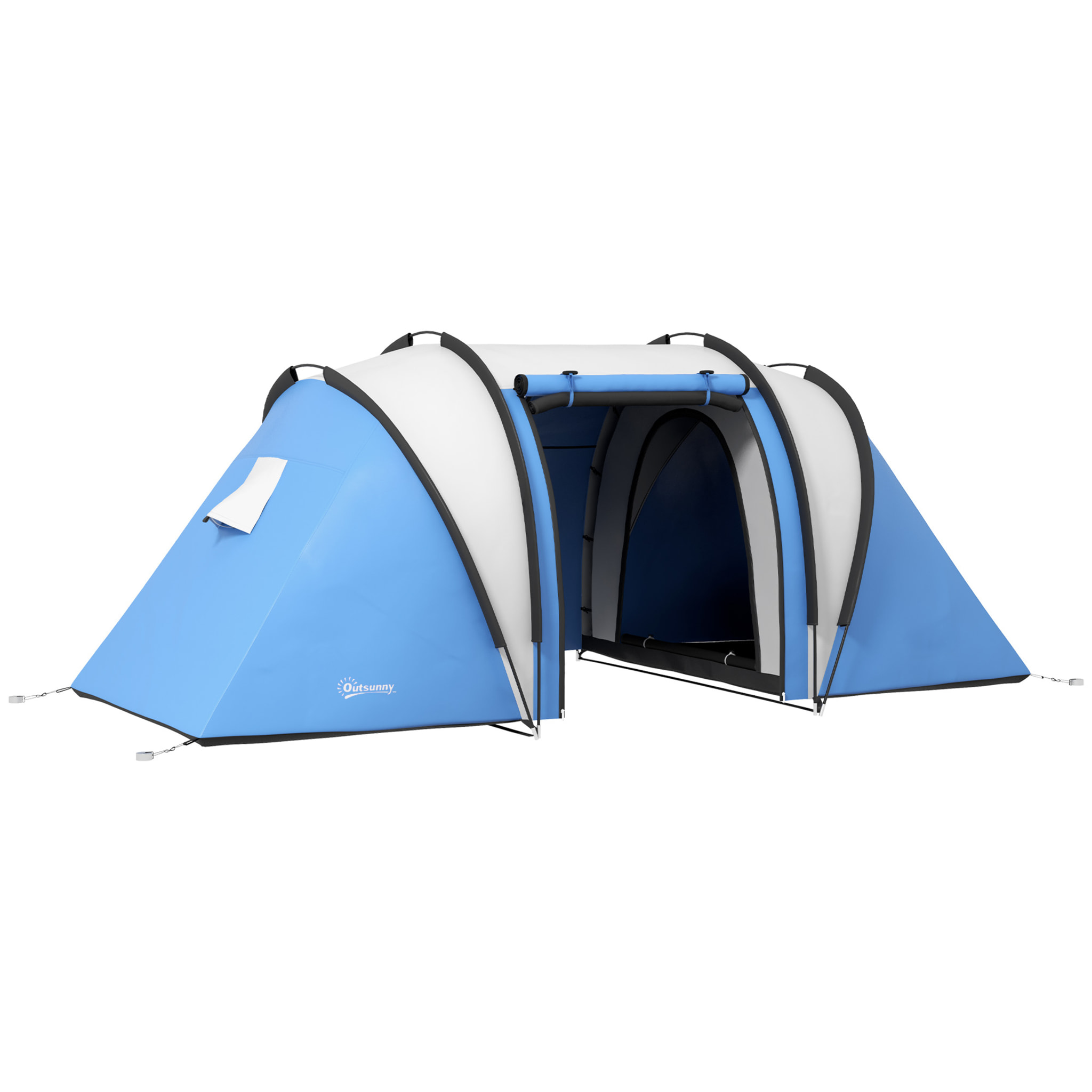 Tienda de Campaña Familiar para 4-5 Personas Tienda de Acampada de Túnel Impermeable 3000 mm con 2 Dormitorios Bolsa de Transporte y Gancho para Pescar Senderismo Azul