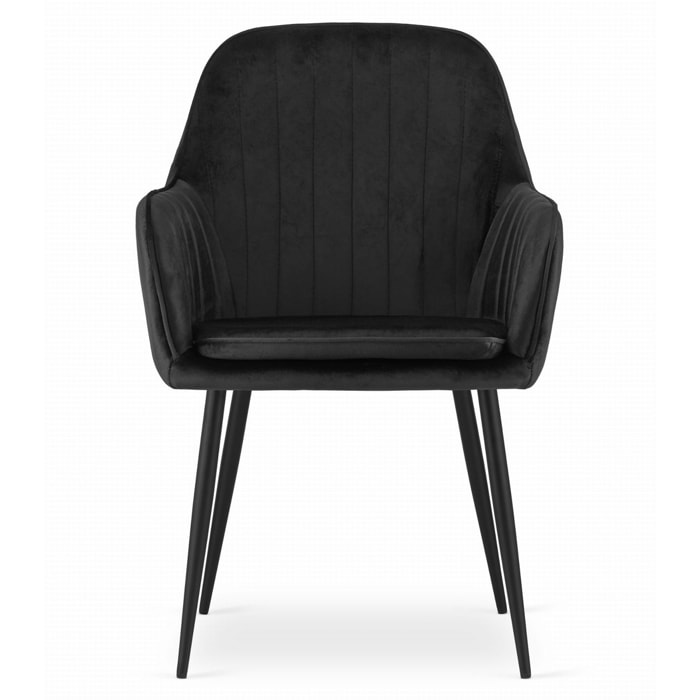 Sedia di design Lugo in velluto nero con gambe in metallo
