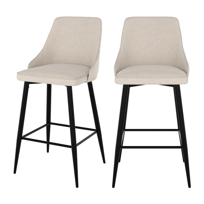 Lot de 2 chaises pour îlot central 66,5 cm en tissu beige - Pipo