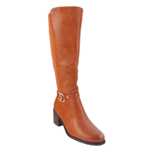 Stivali in simil pelle con tacco comodo e fascia elastica laterale