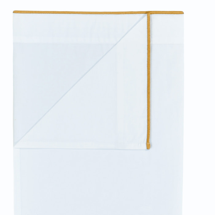 Drap plat uni en percale de coton, ASTOR, Châtaigne/Ocre