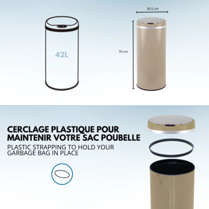 Poubelle automatique inox SOHO taupe 42L