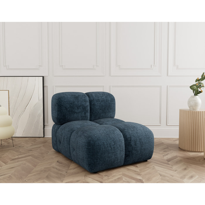 Grace - module d'assise sans accoudoir en velours texturé - Bleu