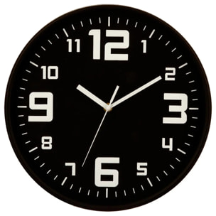 Horloge argent "Silence" noir D30cm