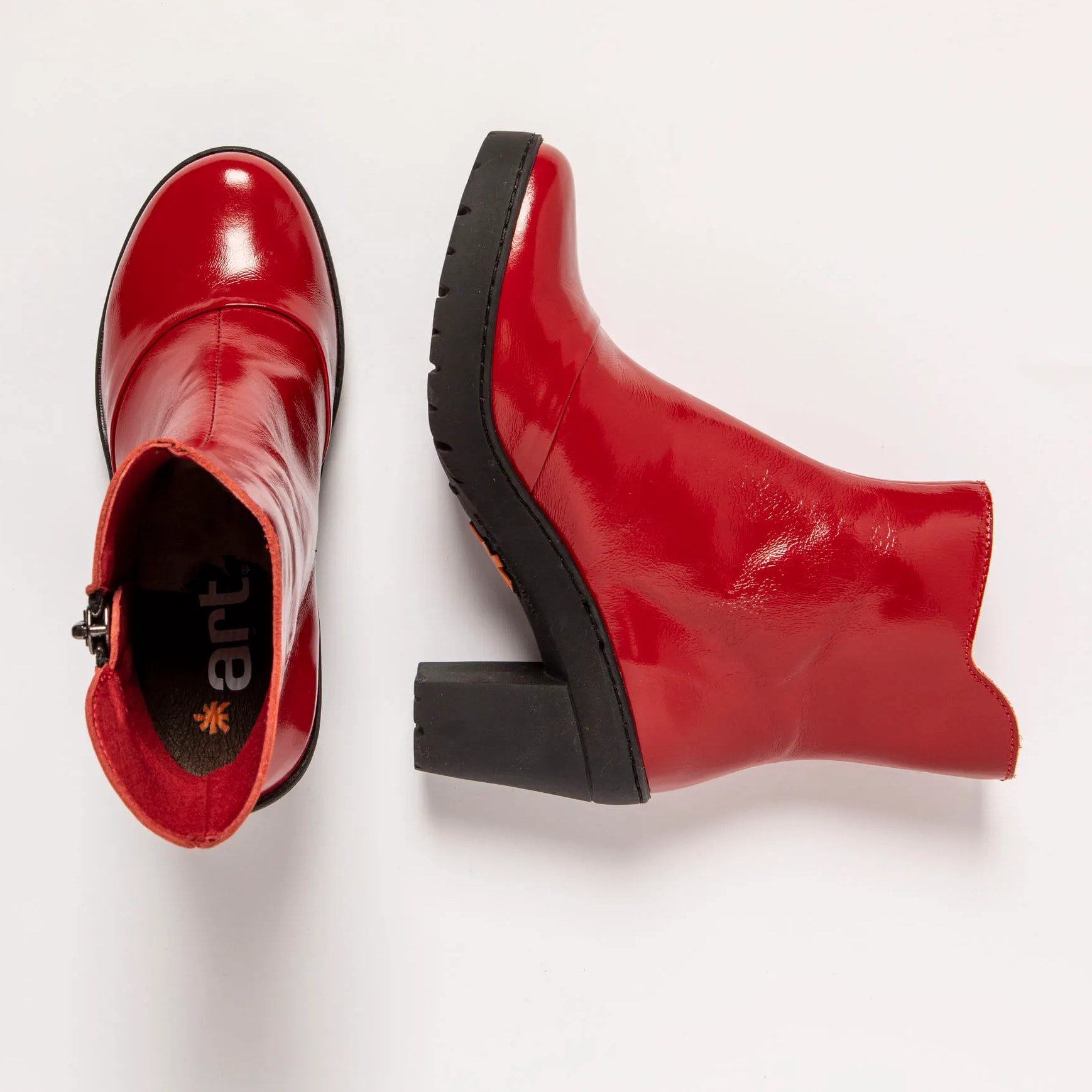 Botines con tacón 1759 NAPPA SHINNY RED/ TRAVEL color Red