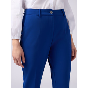 Oltre - Pantaloni regular in tessuto scuba crêpe - Bluette