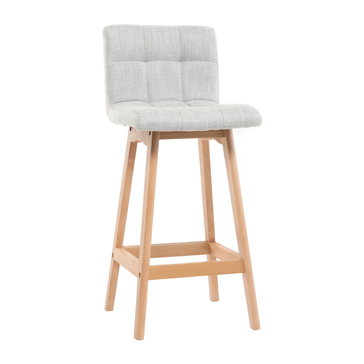Tabourets de bar en tissu gris clair et bois H67.5 cm (lot de 2) KLARIS