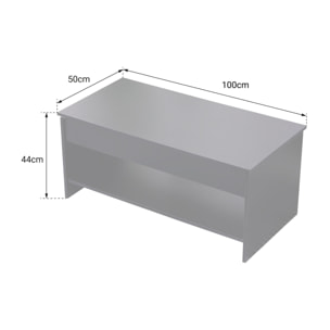 Table basse avec plateau relevable blanche et bois HEDDA