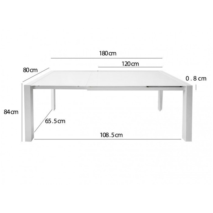 Table extensible 120/180 cm plateau verre - SUBTILE 2