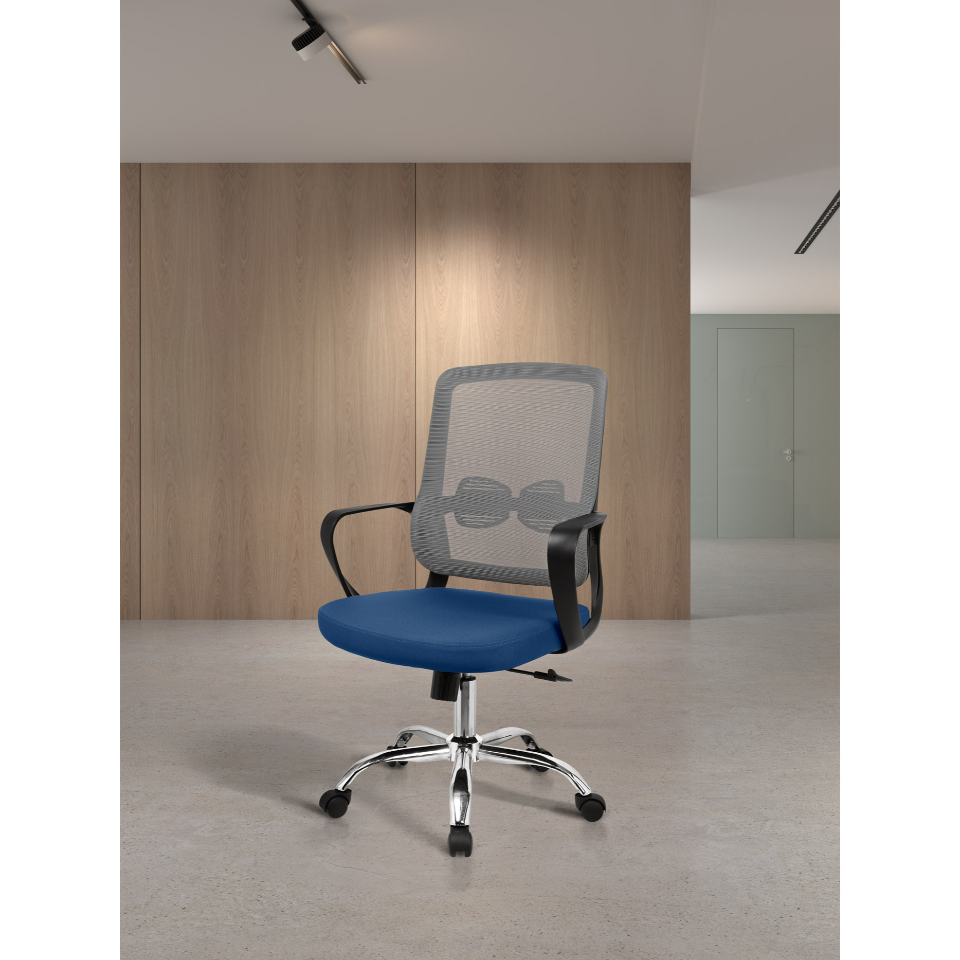 Silla de estudio Mylo gris y azul 110x60x61 cm