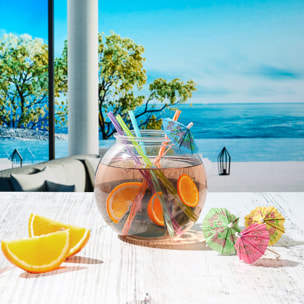 Bocal A Cocktail 4 Pailles Et Parapluies