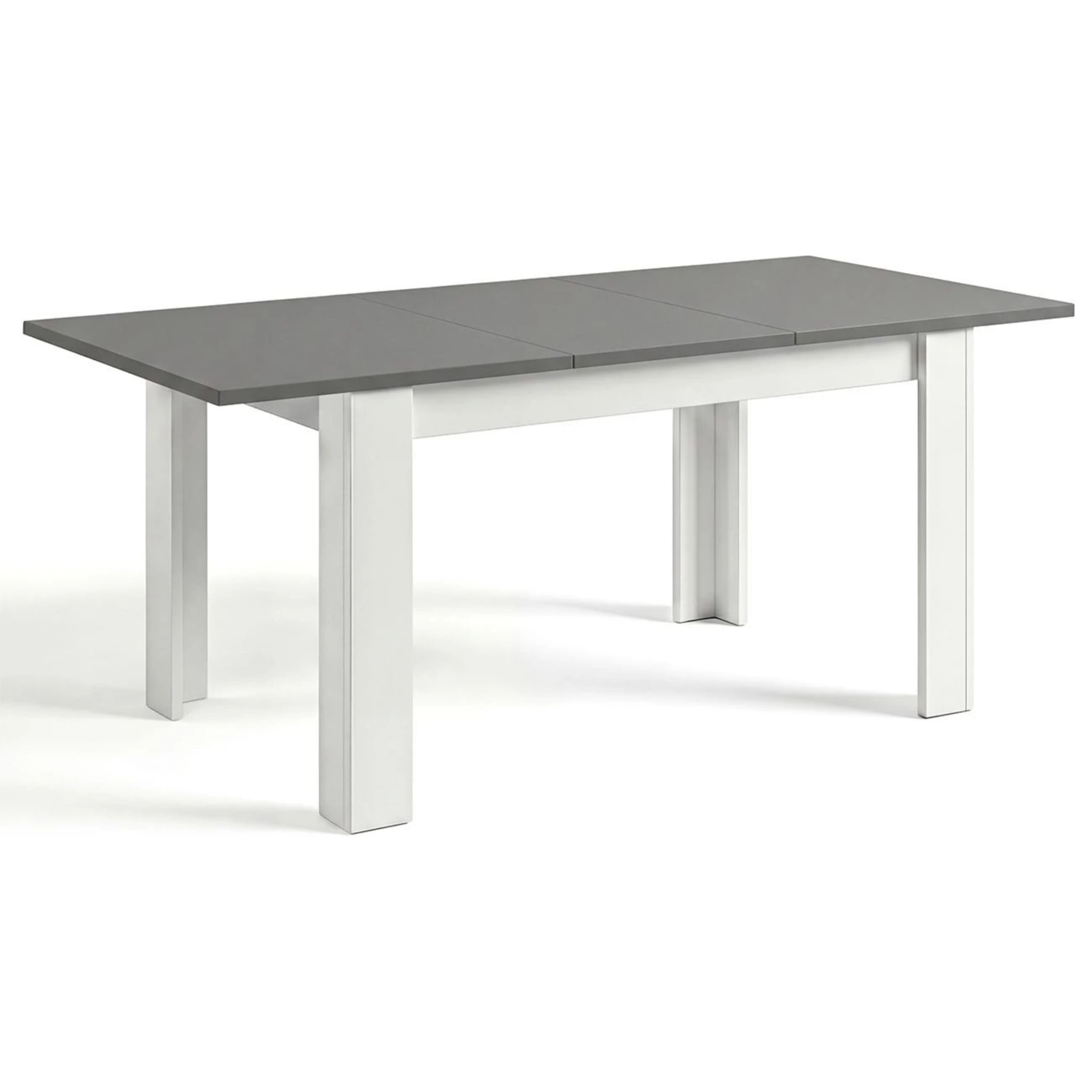 Mesa de comedor extensible en blanco mate y gris grafito 140-190x90 cm Sira Blanco Artik (Blanco Mate) - Gris Grafito