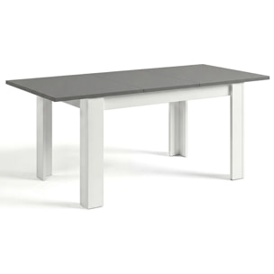 Mesa de comedor extensible en blanco mate y gris grafito 140-190x90 cm Sira Blanco Artik (Blanco Mate) - Gris Grafito