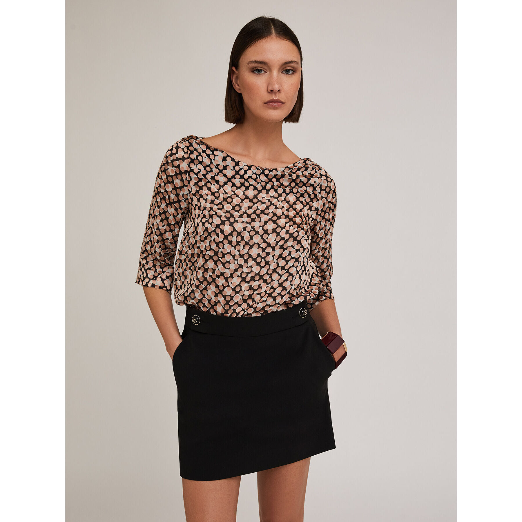 Motivi - Blusa con stampa devoré a pois - Rosa