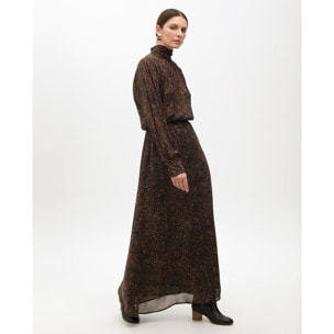 Vestito a collo alto animalier