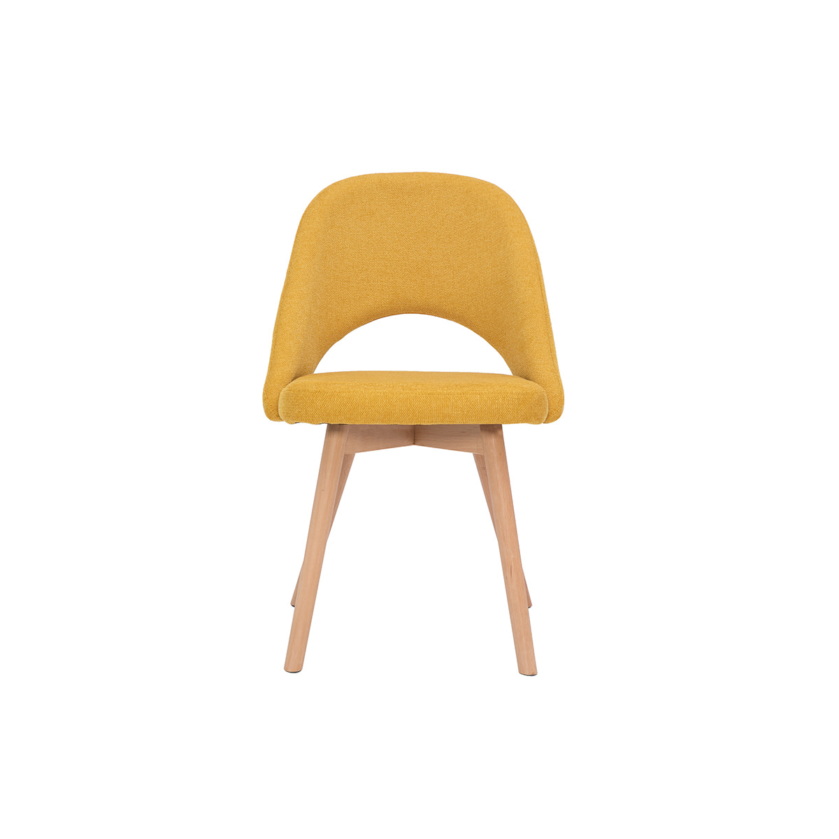 Chaises scandinaves en tissu effet velours texturé jaune moutarde et bois clair (lot de 2) COSETTE