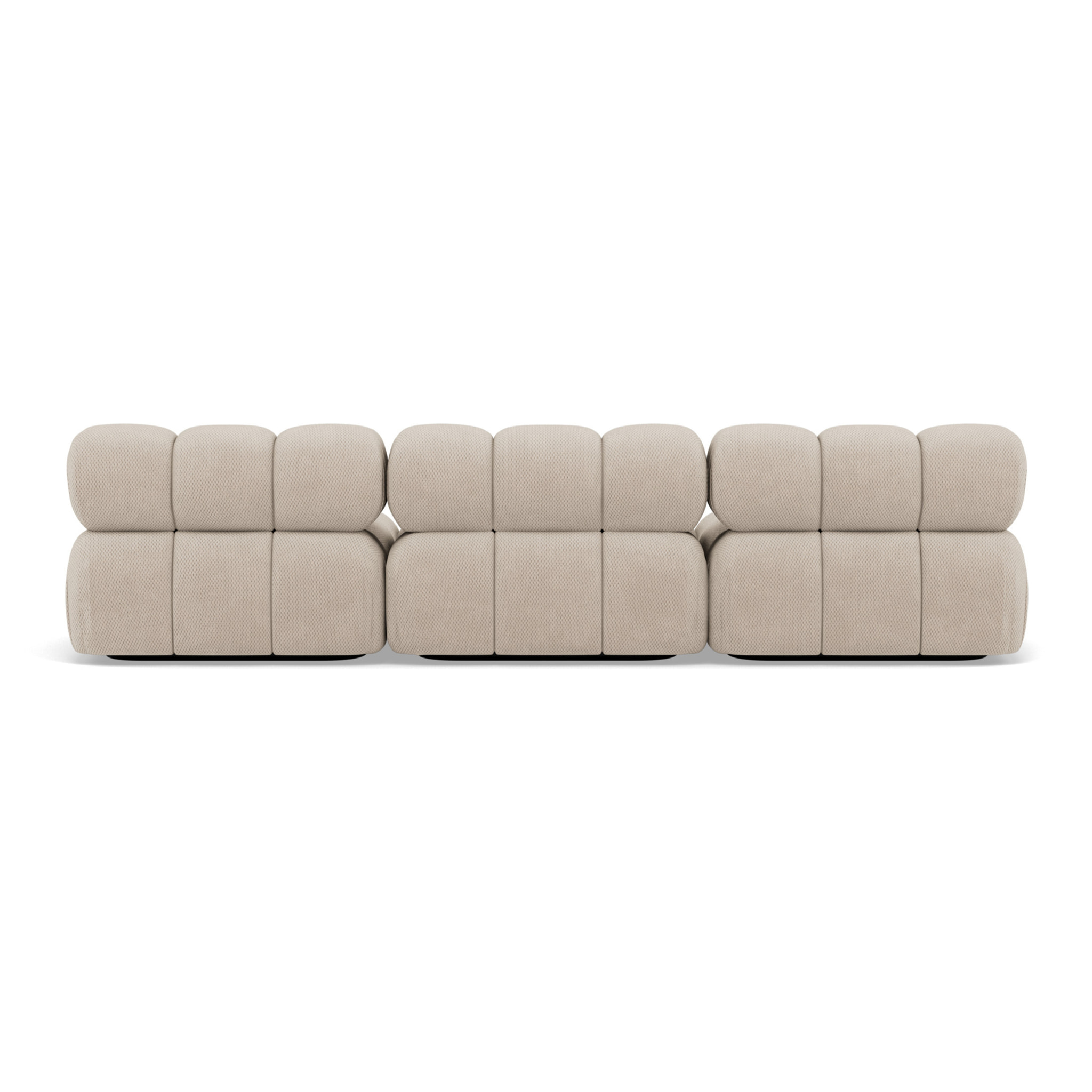 Ruby - canapé droit modulable 3 places en velours texturé - Beige