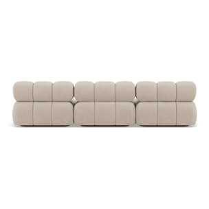 Ruby - canapé droit modulable 3 places en velours texturé - Beige