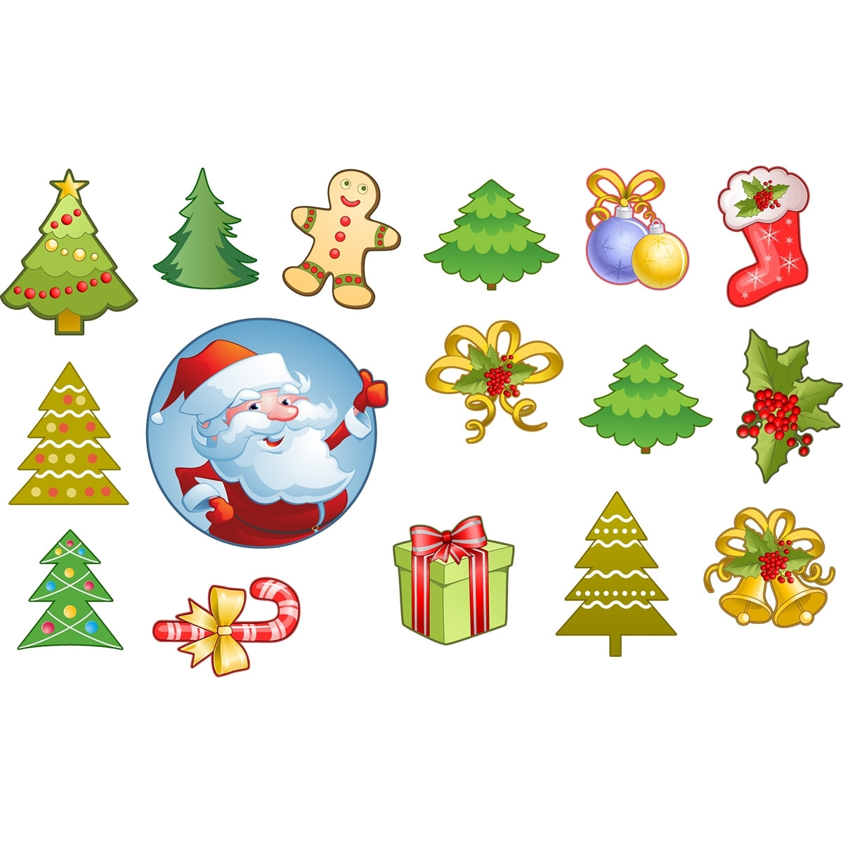 Sticker Noël les éléments de Noël - Autocollants stickers adhésifs noël - décoration fêtes