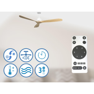 Ventilador de techo Reversible Termostato Wifi Motor DC Techos Inclinados Mando a Distancia Hypersilence Memoria FullWood FolegandrosD166C0364918 PURLINE