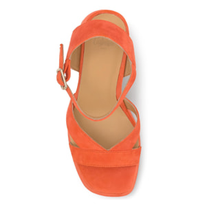 Sandalia de tacón Vero en ante con cierre de hebilla