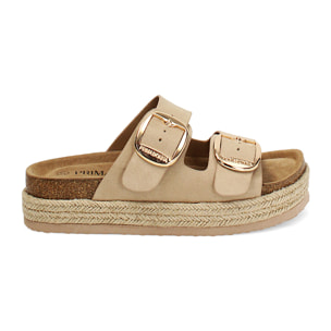 Sandalia anatómica beige tacón 4,5 cm