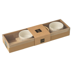 J-Line planche à tapas 4 bols + plateau Bambou - céramique/bois - blanc/crème